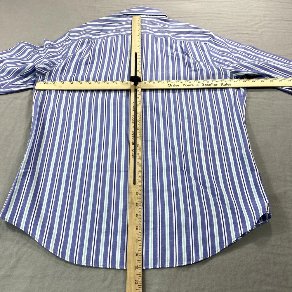 Banana‎ Republic Shirt Mens Large 16.5 34/35 Blue Striped Slim Button Up Dress